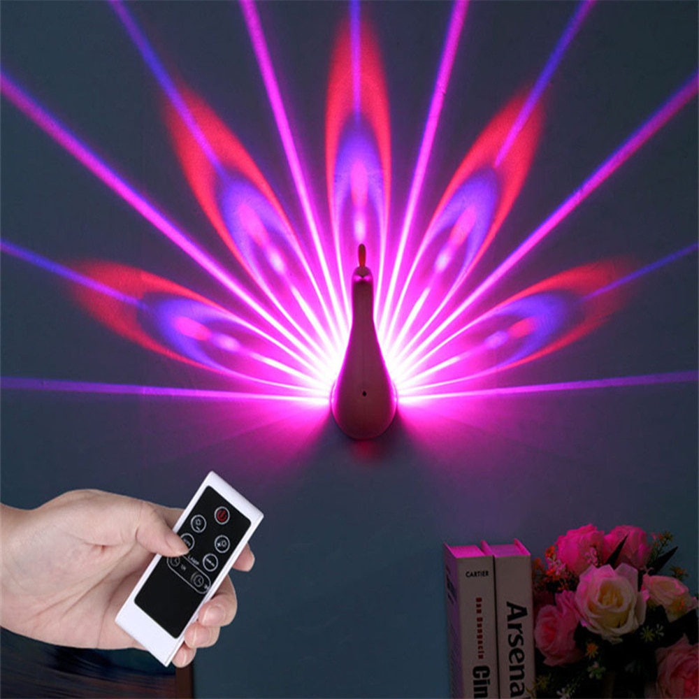  Color  Changing  LED  Peacock Wall Projection Lamp Fraser s 